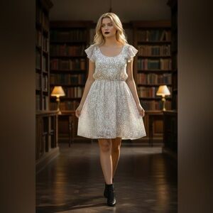 Y2K TRIPP NYC Whimsigoth Skull Print Chiffon Dress Sz 20 Witchy Goth Vintage